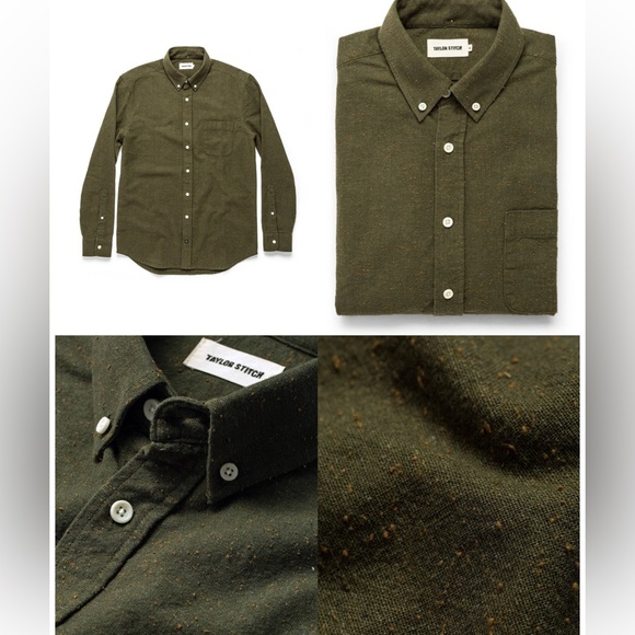 Taylor Stitch The Jack Shirt Olive Donegal Button Down Top Casual M - Picture 6 of 12